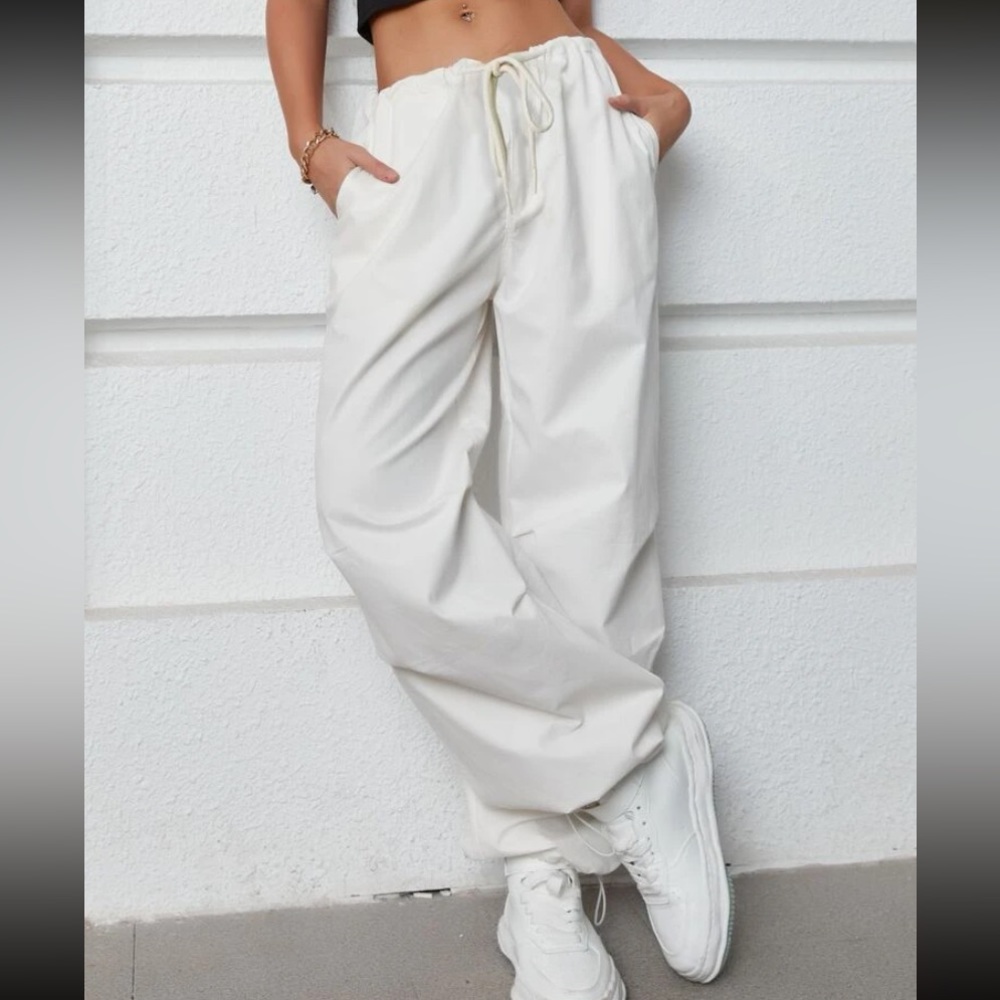 Oversized Drawstring Parachute Cargo Pants